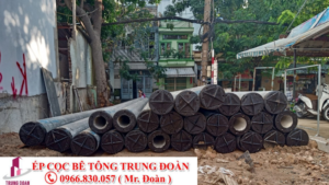 Ép cọc bê tông xã Long Hựu Tây huyện Cần Đước